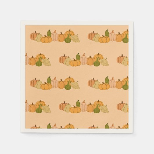 Pumpkin Pattern Paper Napkins – Halloween Party スタンダードカクテルナプキン (正面)