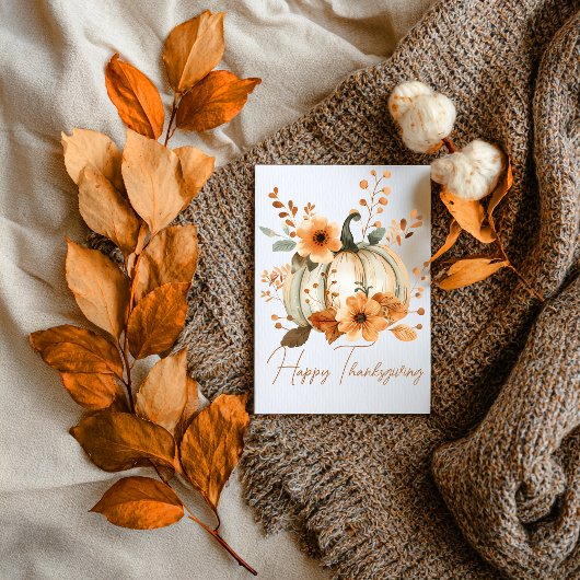 Pumpkin & Petals Thanksgiving Card カード