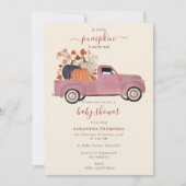 Pumpkin Pickup Truck Fall Autumn Baby Shower Girl 招待状 (正面)