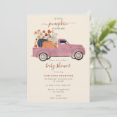Pumpkin Pickup Truck Fall Autumn Baby Shower Girl 招待状 (スタンド正面)