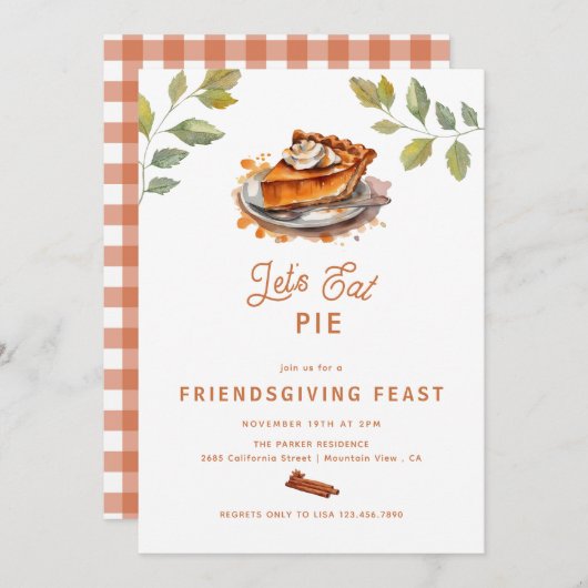 Pumpkin Pie |感謝祭の招待状 招待状 (正面/裏面)