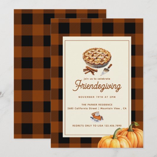 Pumpkin Pie |感謝祭の招待状 招待状 (正面/裏面)