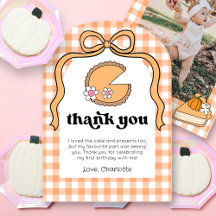 Pumpkin Pie Birthday Photo Thank You Card