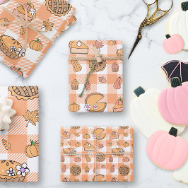 Pumpkin Pie Gingham Wrapping Paper Sheets ラッピングペーパーシート