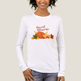 Pumpkin, Pie, Leaves, and "Harvest Blessings トライブレンドTシャツ