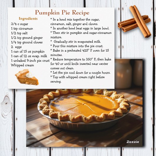 Pumpkin Pie Recipe Card ポストカード