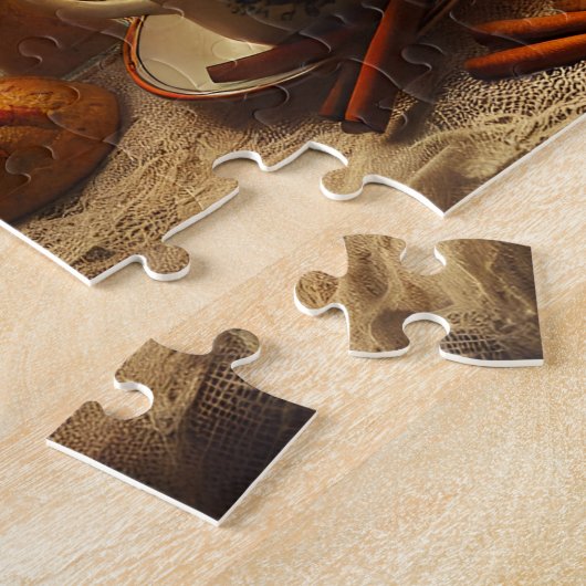 Pumpkin Pie Spice Creamy Tabletop Fall Decor ジグソーパズル (側面)