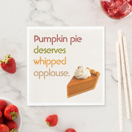 Pumpkin Pie & Whipped Cream Humor Thanksgiving スタンダードランチョンナプキン (インサイチュ)