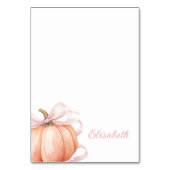 Pumpkin Pink Bow Bridal Shower Table Name Card  テーブルナンバー (正面)