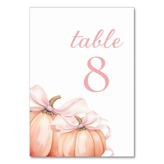 Pumpkin Pink Bow Table Numbers テーブルナンバー (正面)