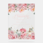  Pumpkin Pink Floral Baby Shower Welcome Sign アクリルサイン (正面)