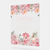  Pumpkin Pink Floral Baby Shower Welcome Sign アクリルサイン (傾斜)