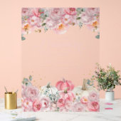  Pumpkin Pink Floral Baby Shower Welcome Sign アクリルサイン (ウェディング)