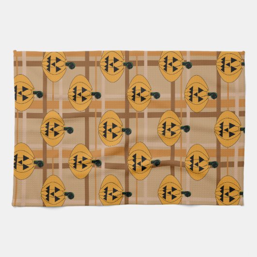 Pumpkin Plaid キッチンタオル (横)