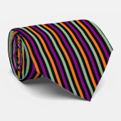 Pumpkin, Purple, Green and Black Vertical Stripes ネクタイ (ロール)