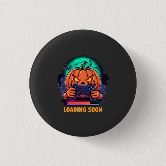 Pumpkin Quest Gamer Loading Design 缶バッジ (正面)