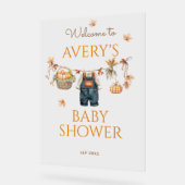 Pumpkin Rustic Baby Clothestline Fall Baby Shower アクリルサイン (傾斜)