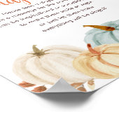 Pumpkin Rustic Floral Night Diapers Sign Poster ポスター (角)