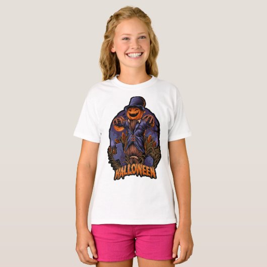 Pumpkin Scarecrow Halloween T-Shirt Tシャツ (正面フル)