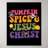 Pumpkin Sce &amp; Je-sus Christ Funny Christian Ha ポスター (正面)