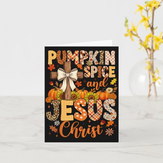 Pumpkin Sce And Jesus Christ Funny Fall Christian  カード (黄色い花)