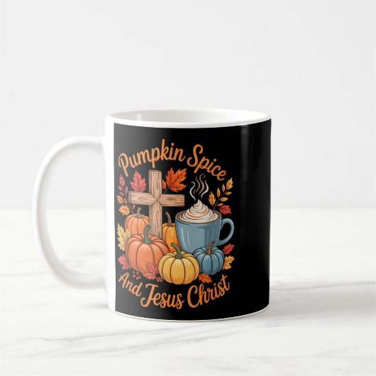 Pumpkin Sce And Jesus Christ Funny Fall Christian コーヒーマグカップ (左)
