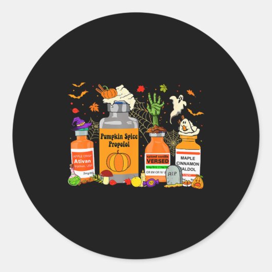 Pumpkin Sce Profol Ativan Versed Haldol Halloween ラウンドシール (正面)