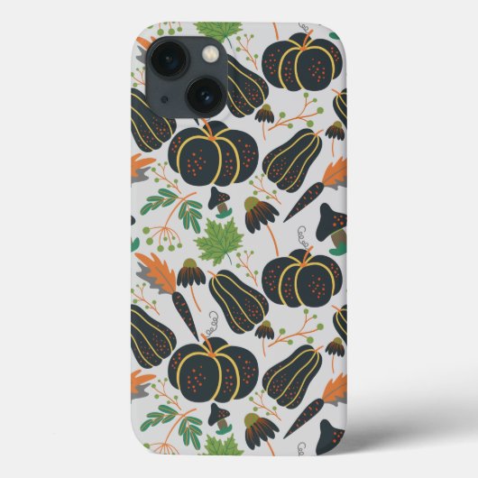 Pumpkin seamless pattern carrot black and white Case-Mate iPhoneケース (裏面)