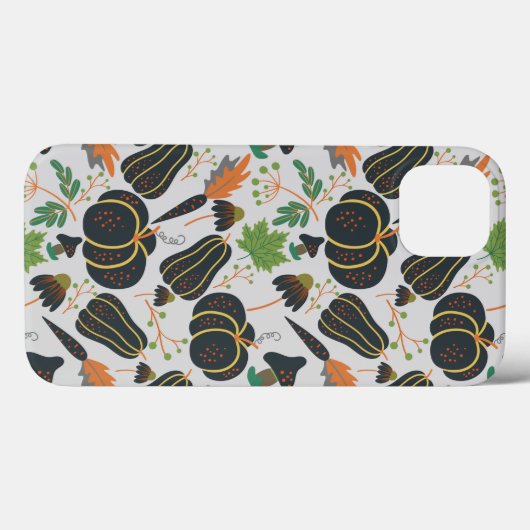Pumpkin seamless pattern carrot black and white Case-Mate iPhoneケース (裏面 (横))