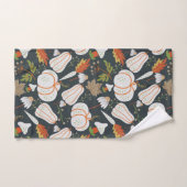 Pumpkin seamless pattern floral black and white バスタオルセット (ハンドタオル)