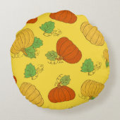 Pumpkin seamless pattern. Hand drawn doodle brushe ラウンドクッション (裏面)