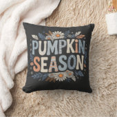 Pumpkin Season – Blue Floral Retro Coussin クッション (ブランケット)