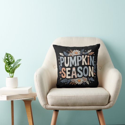 Pumpkin Season – Blue Floral Retro Coussin  クッション (椅子)
