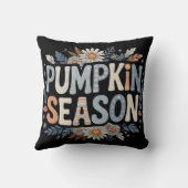 Pumpkin Season – Blue Floral Retro Coussin  クッション (裏面)