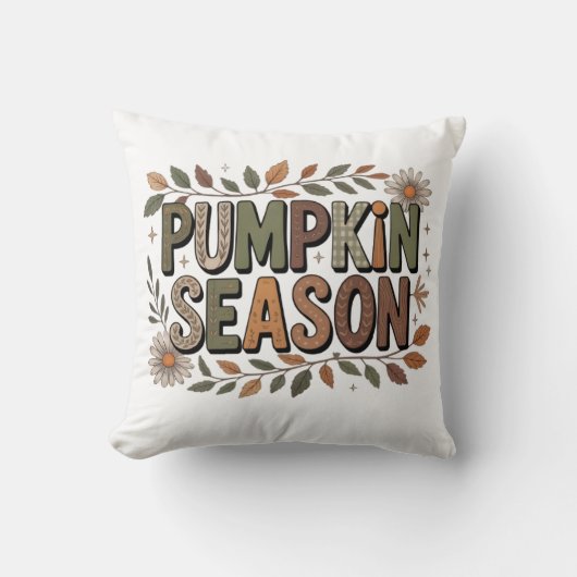 Pumpkin Season – Earthy Leaves Coussin クッション (正面)