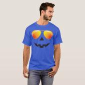 Pumpkin Shirt Halloween Sunglasses Spider Web Tric Tシャツ (正面フル)