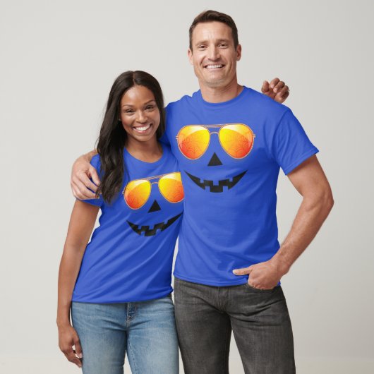 Pumpkin Shirt Halloween Sunglasses Spider Web Tric Tシャツ (ユニセックス)