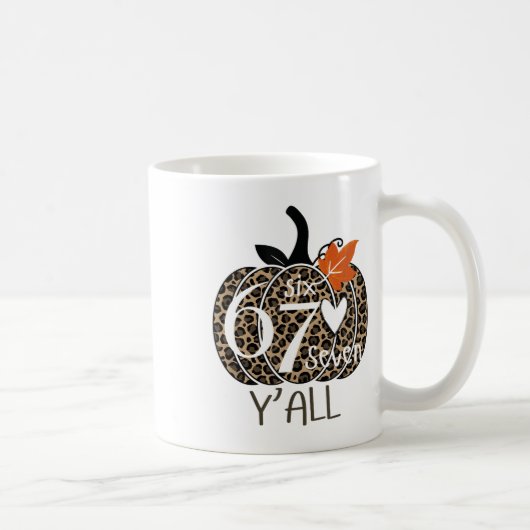 Pumpkin Six Seven Y'all 67 Funny Meme Number  コーヒーマグカップ (右)