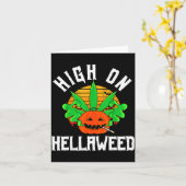 Pumpkin Smoking Weed Costume Retro Funny Halloween カード (黄色い花)