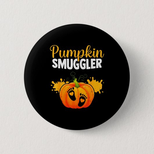 Pumpkin Smuggler Funny Expecting Parents Pregnancy 缶バッジ (正面)