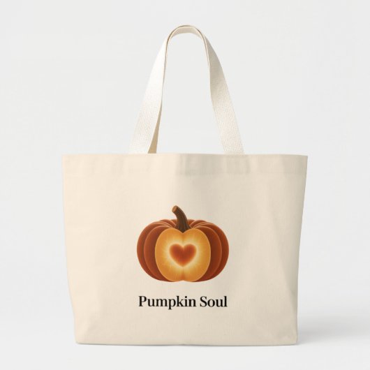 Pumpkin Soul – Cozy Fall Tote Bag ラージトートバッグ (正面)