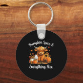 Pumpkin Spice &amp; Everything Nice Highland Cow L キーホルダー (正面)