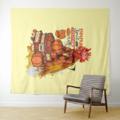 Pumpkin Spice and Everything Nice Fall Chicken Vib タペストリー (インサイチュ(横))