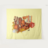 Pumpkin Spice and Everything Nice Fall Chicken Vib タペストリー (正面(横))