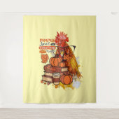 Pumpkin Spice and Everything Nice Fall Chicken Vib タペストリー (正面)