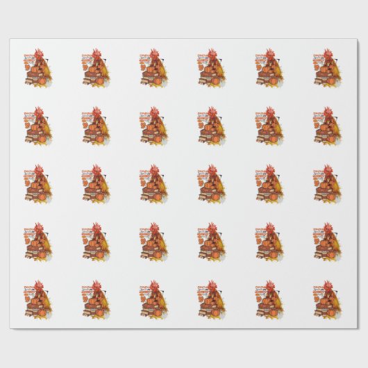 Pumpkin Spice and Everything Nice Fall Chicken Vib ラッピングペーパー (フラット)