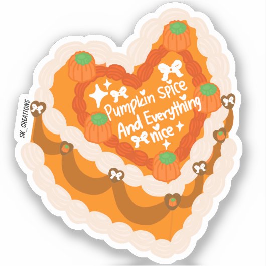 Pumpkin Spice And Everything Nice Heart Cake  シール (正面)