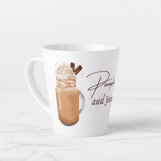 Pumpkin Spice and Jesus Christ Autumn カフェラテマグ (左アングル)