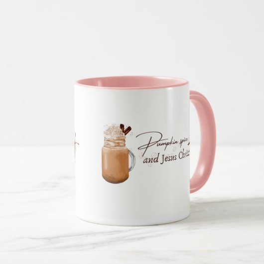 Pumpkin Spice and Jesus Christ (Pink version) マグカップ (正面右)