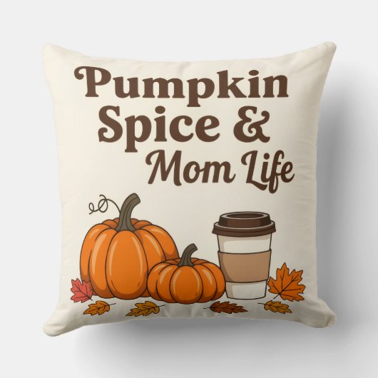 Pumpkin spice and mom life クッション (裏面)